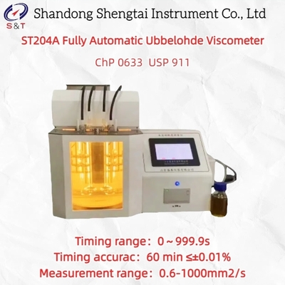 Viscosímetro cinemático Ubbelohde totalmente automático ST204A, conforme a la USP 911, Farmacopea China 2025, 5-100 °C