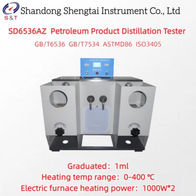 Probador de destilación fraccionada de combustible de 2 orificios Baño frío 5.5L Calentamiento 0-400℃ ASTM D86