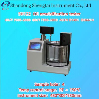 4 agujeros Pruebador de emulsificación de aceite RT 150 °C Temporización 0 99min PT100 Sensor ASTM D1401